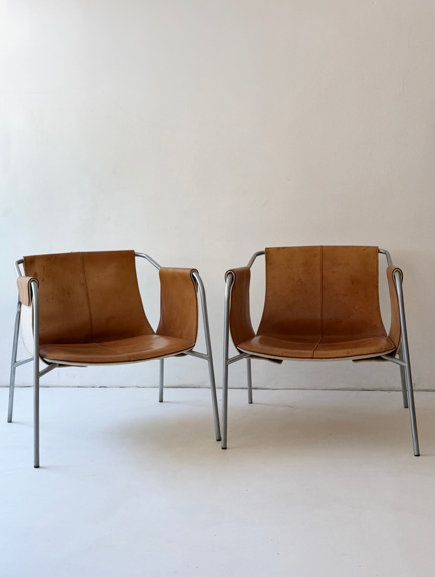 Pair of Fasem Leather Lounge Chairs, Italy