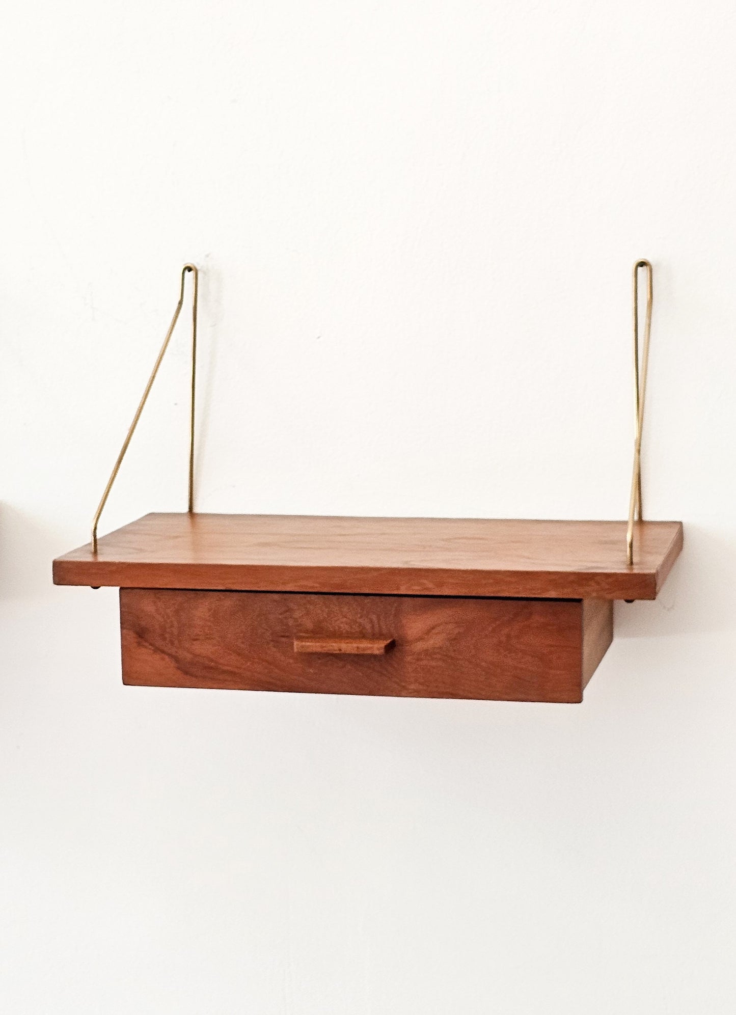 Pair of Mid-Century Teak and Brass Nightstands