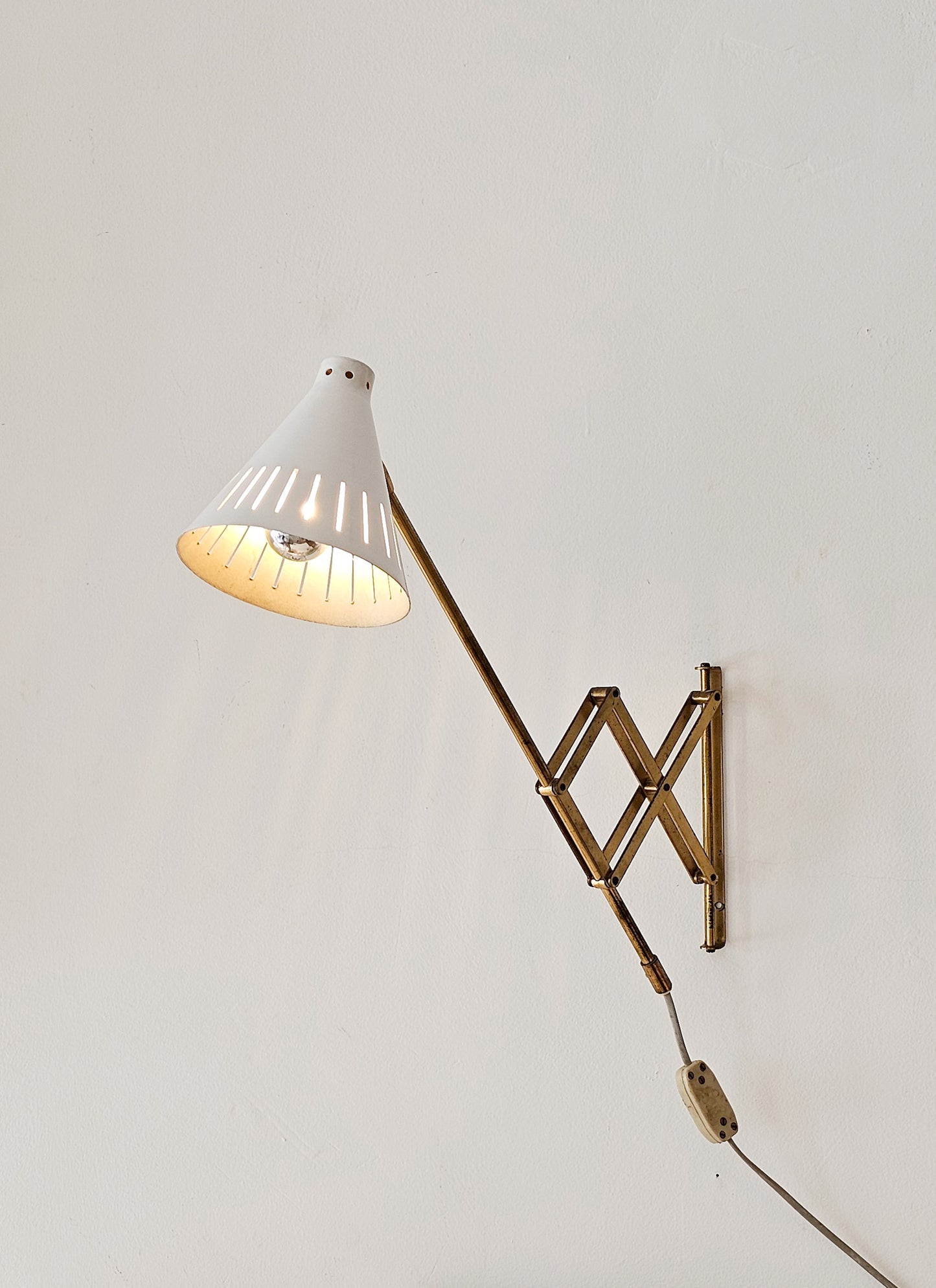 Pair of Scandinavian Modern Brass Wall Lamps by T.H. Valentiner, 1960s