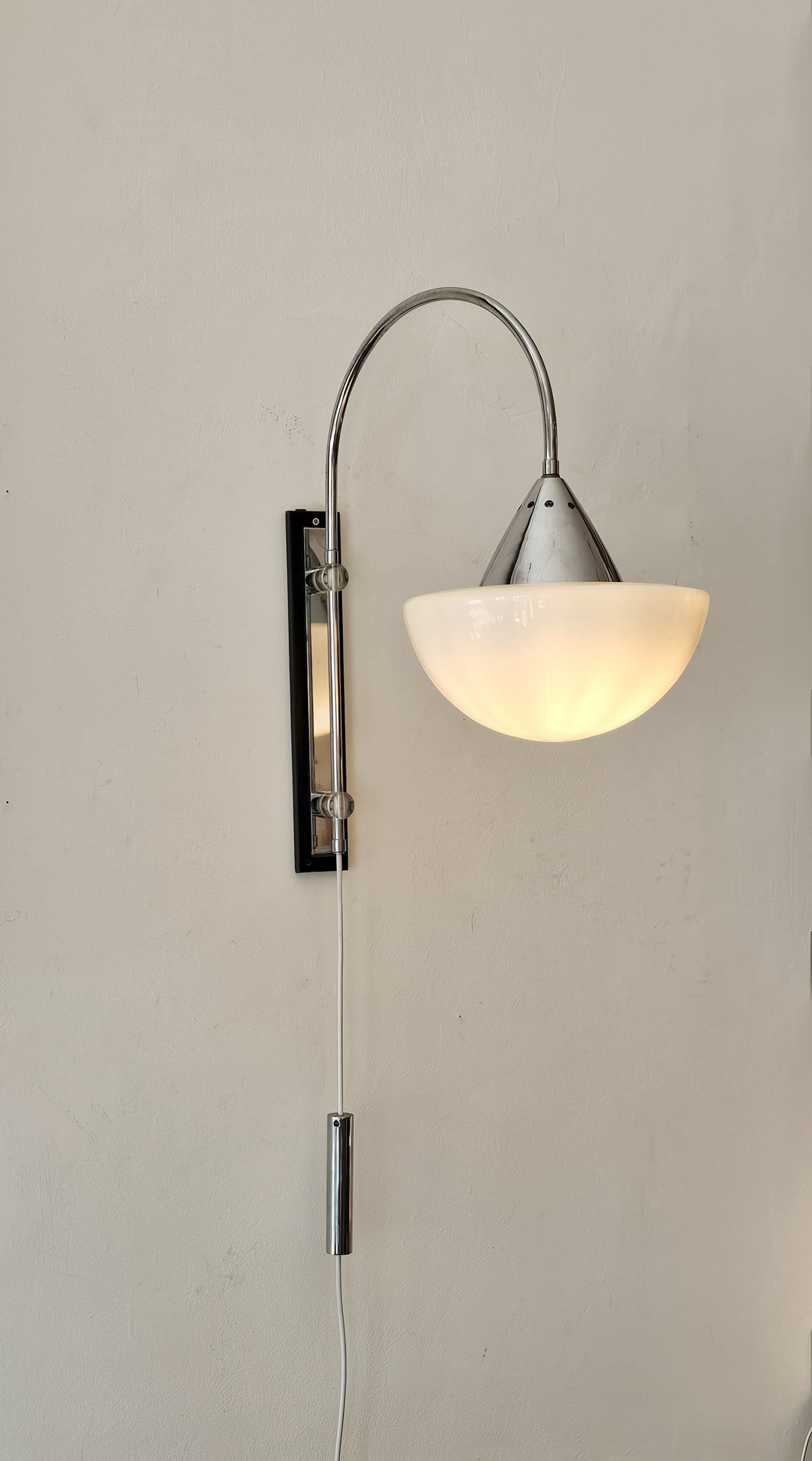 XL Chrome and Glass Swing Arm Wall Lamp