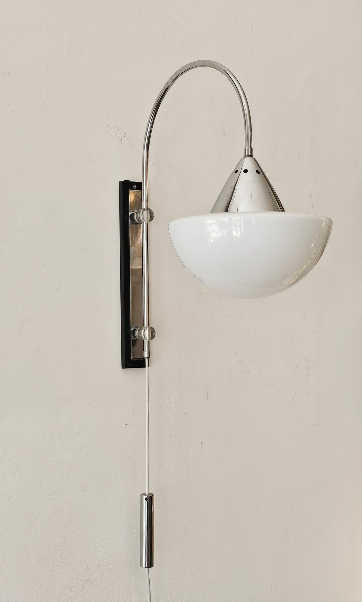 XL Chrome and Glass Swing Arm Wall Lamp