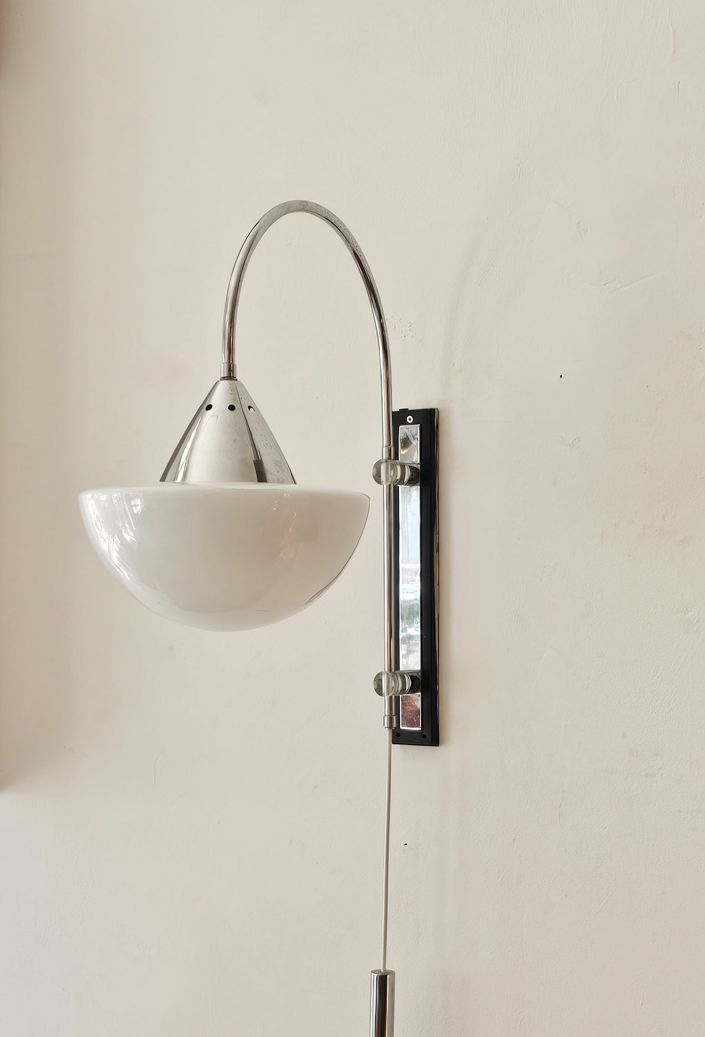 XL Chrome and Glass Swing Arm Wall Lamp