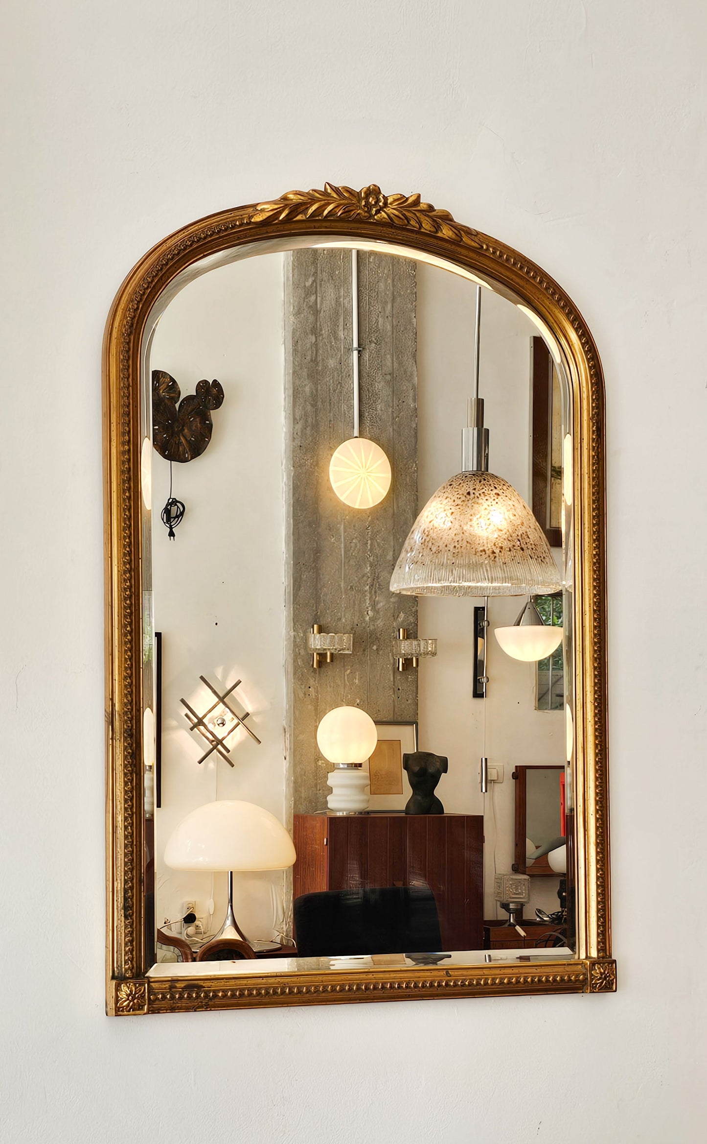 Hollywood Regency Style Gilded Arch Mirror by Deknudt, Belgium, 1970s