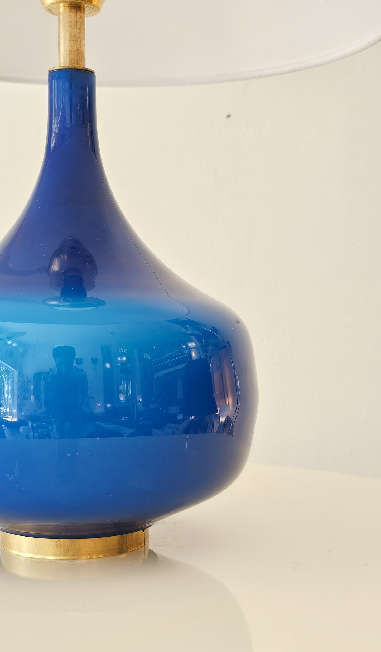 Mid-Century Danish Blue Glass Table Lamp, 1960s