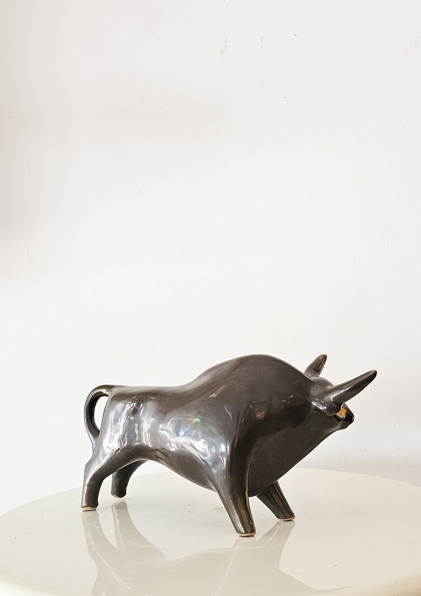 Mid-Century Modern 1960s LKSF Ceramic Bull Figurine