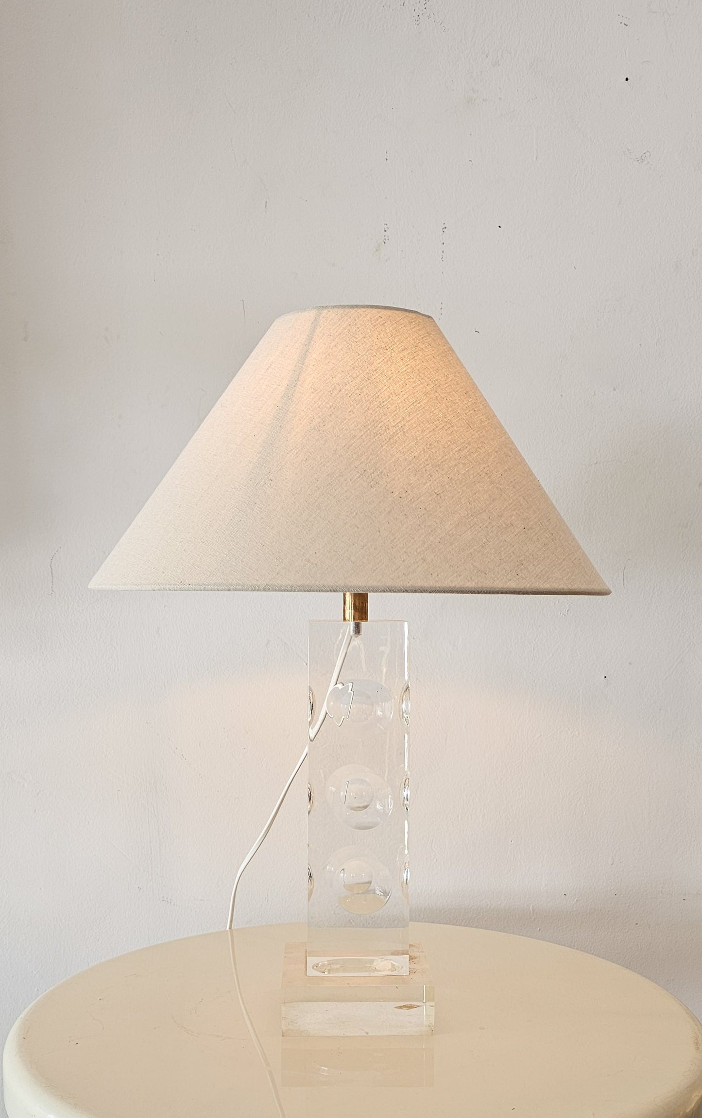 Large Studio Lucite Table Lamp with Geometric Design, USA, 1960s