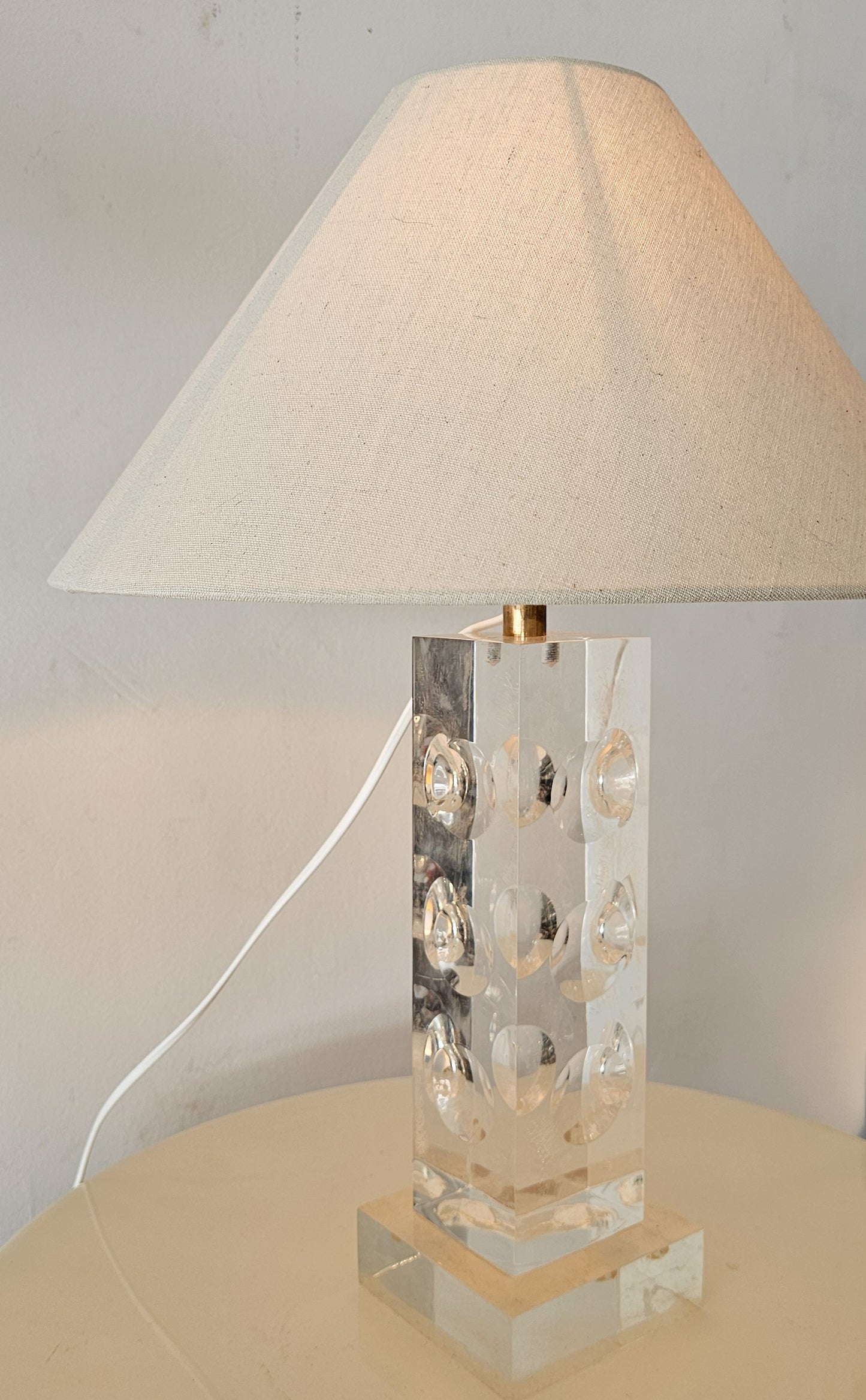 Large Studio Lucite Table Lamp with Geometric Design, USA, 1960s