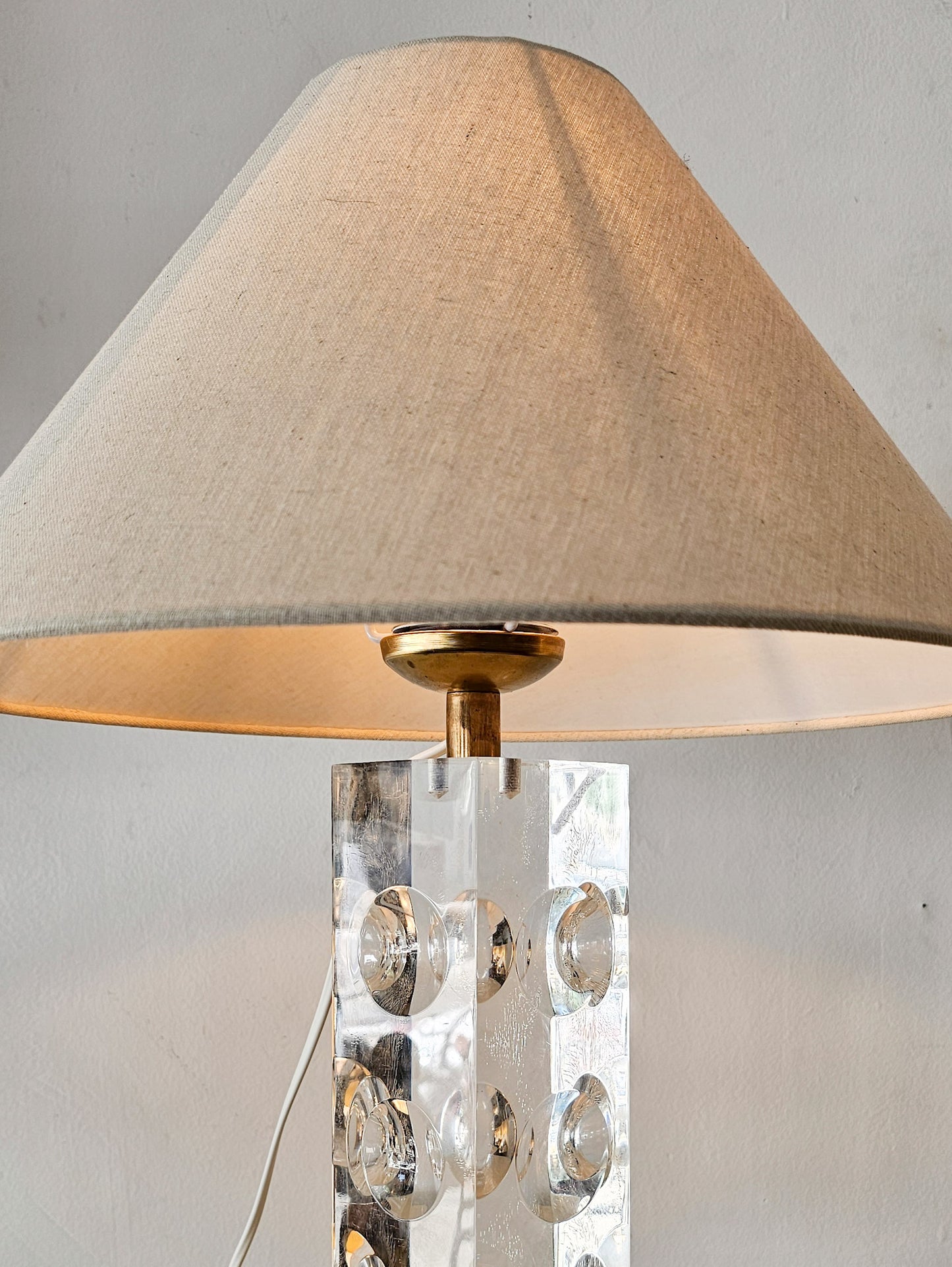 Large Studio Lucite Table Lamp with Geometric Design, USA, 1960s