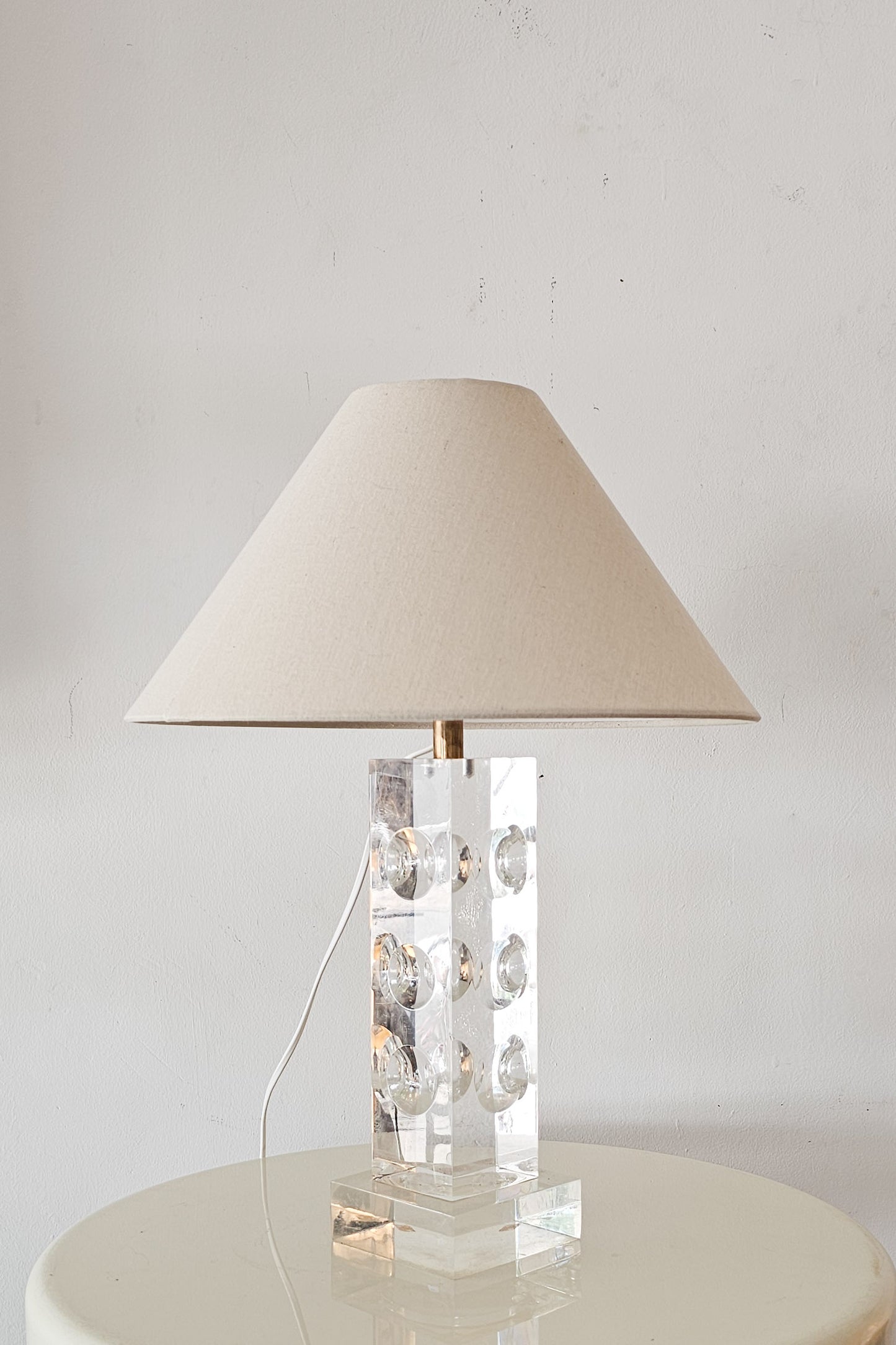Large Studio Lucite Table Lamp with Geometric Design, USA, 1960s
