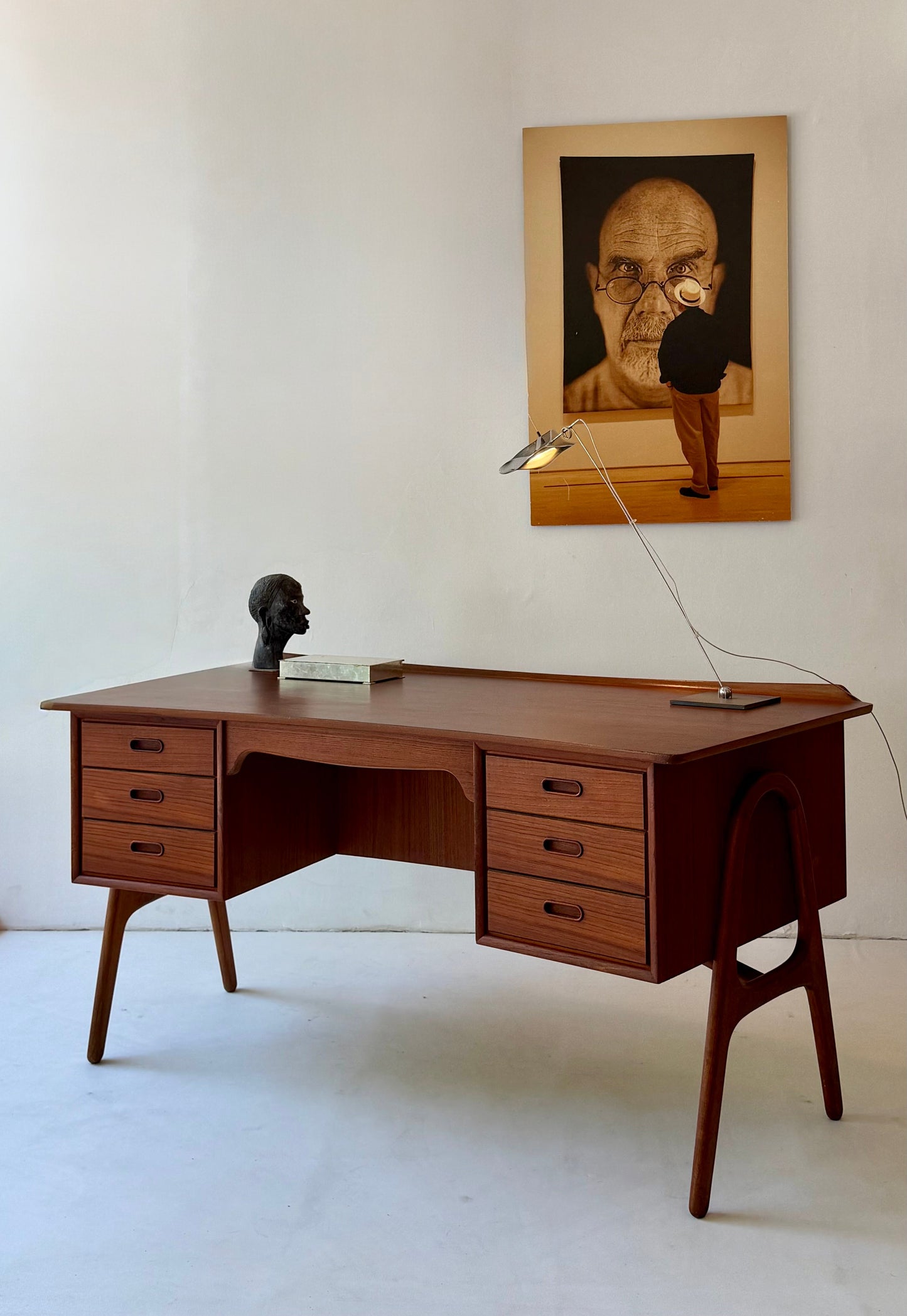 Svend Aage Madsen Teak Executive Desk for Sigurd Hansen, Denmark, 1960s