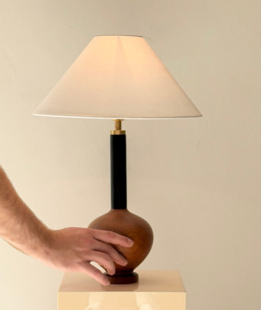 Danish Teak & Leather Table Lamp by ESA, 1960s