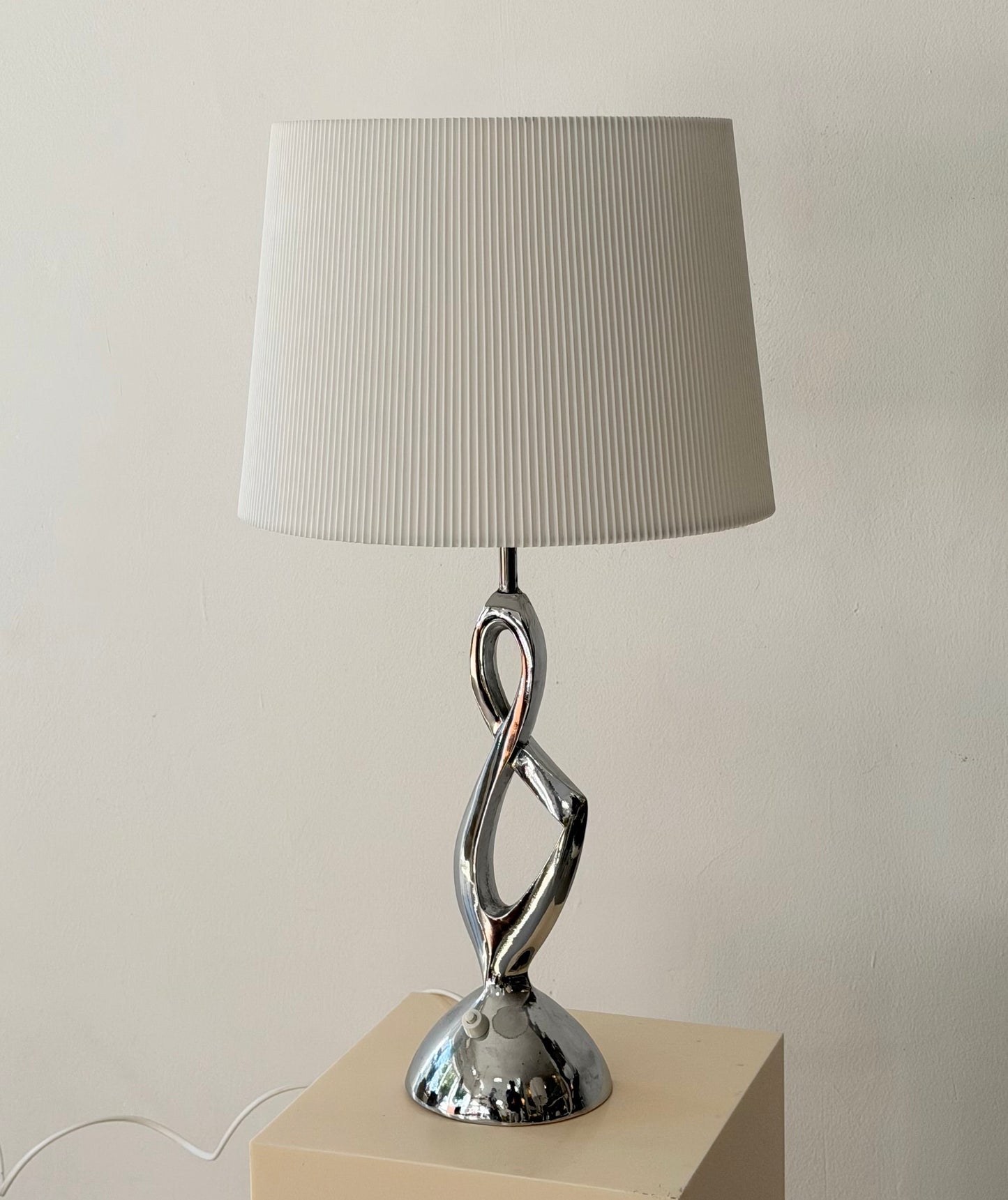 Sculptural Chrome Table Lamp, France, 1970s