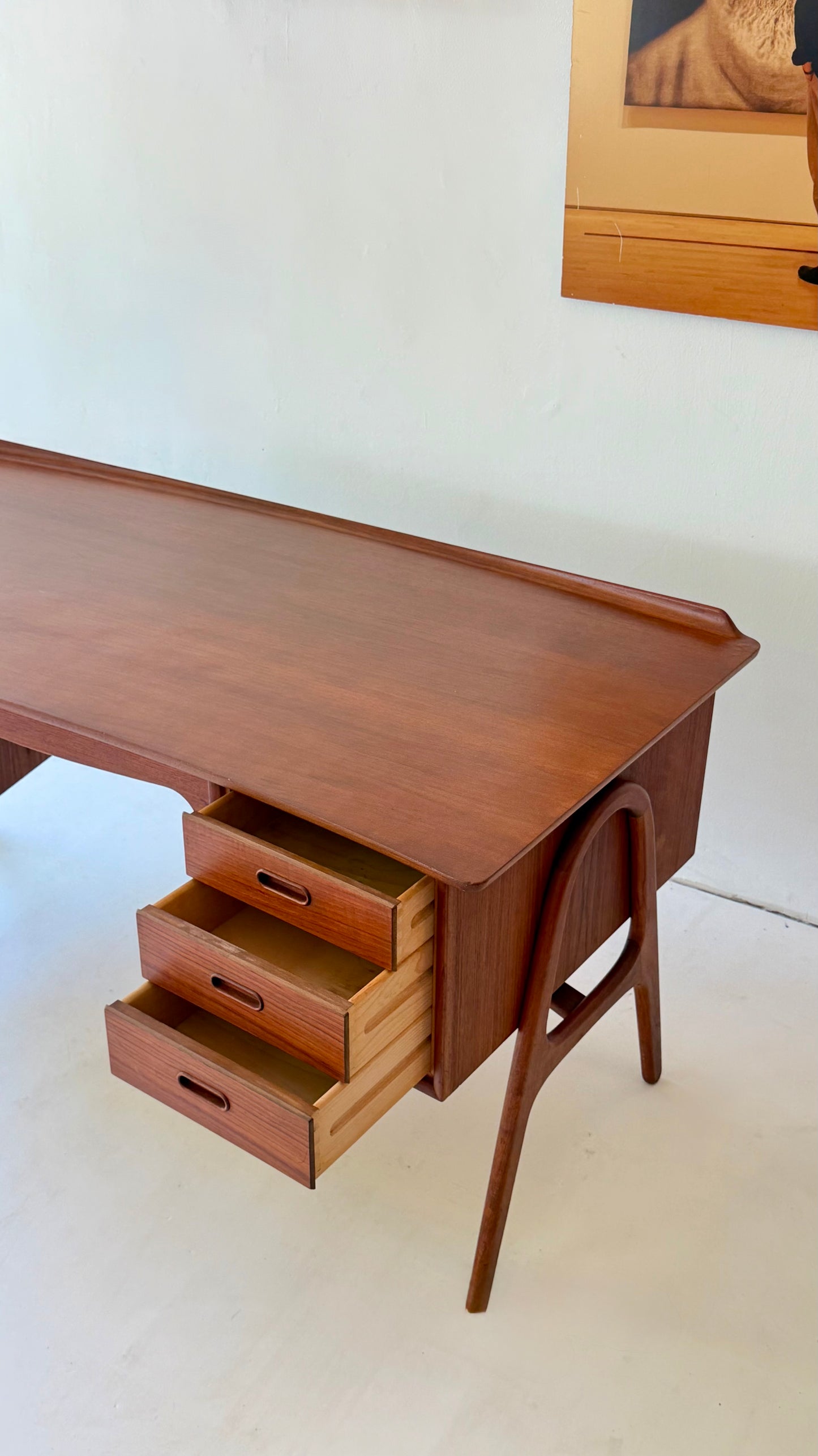 Svend Aage Madsen Teak Executive Desk for Sigurd Hansen, Denmark, 1960s