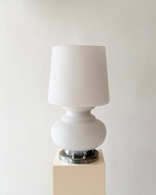 Large Sculptural 1970s White Glass Table Lamp