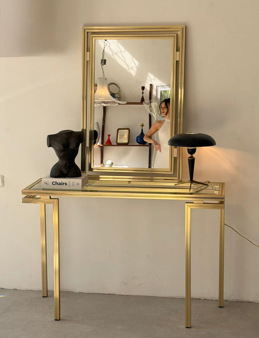 Console Table and Mirror by Pierre Vandel, Paris, 1970s