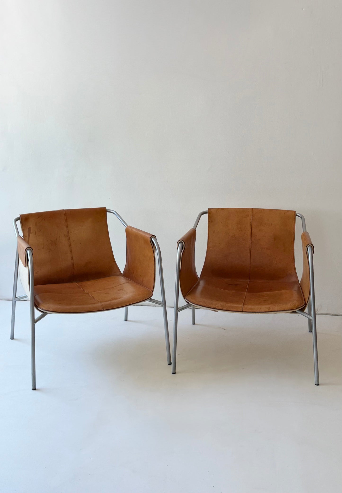 Pair of Fasem Leather Lounge Chairs, Italy