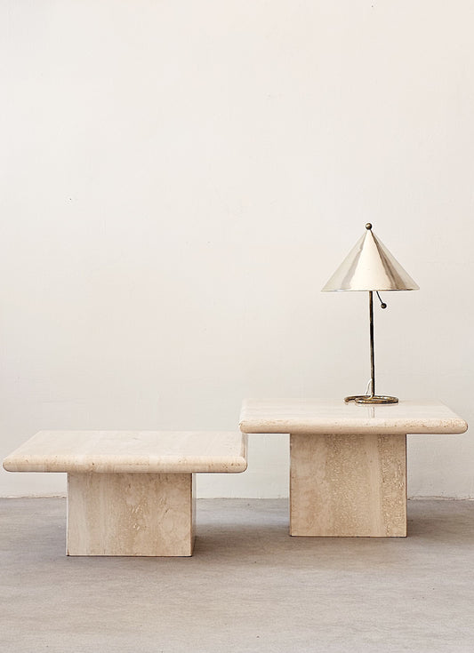Pair of Vintage Travertine Coffee or Side Tables, Italy