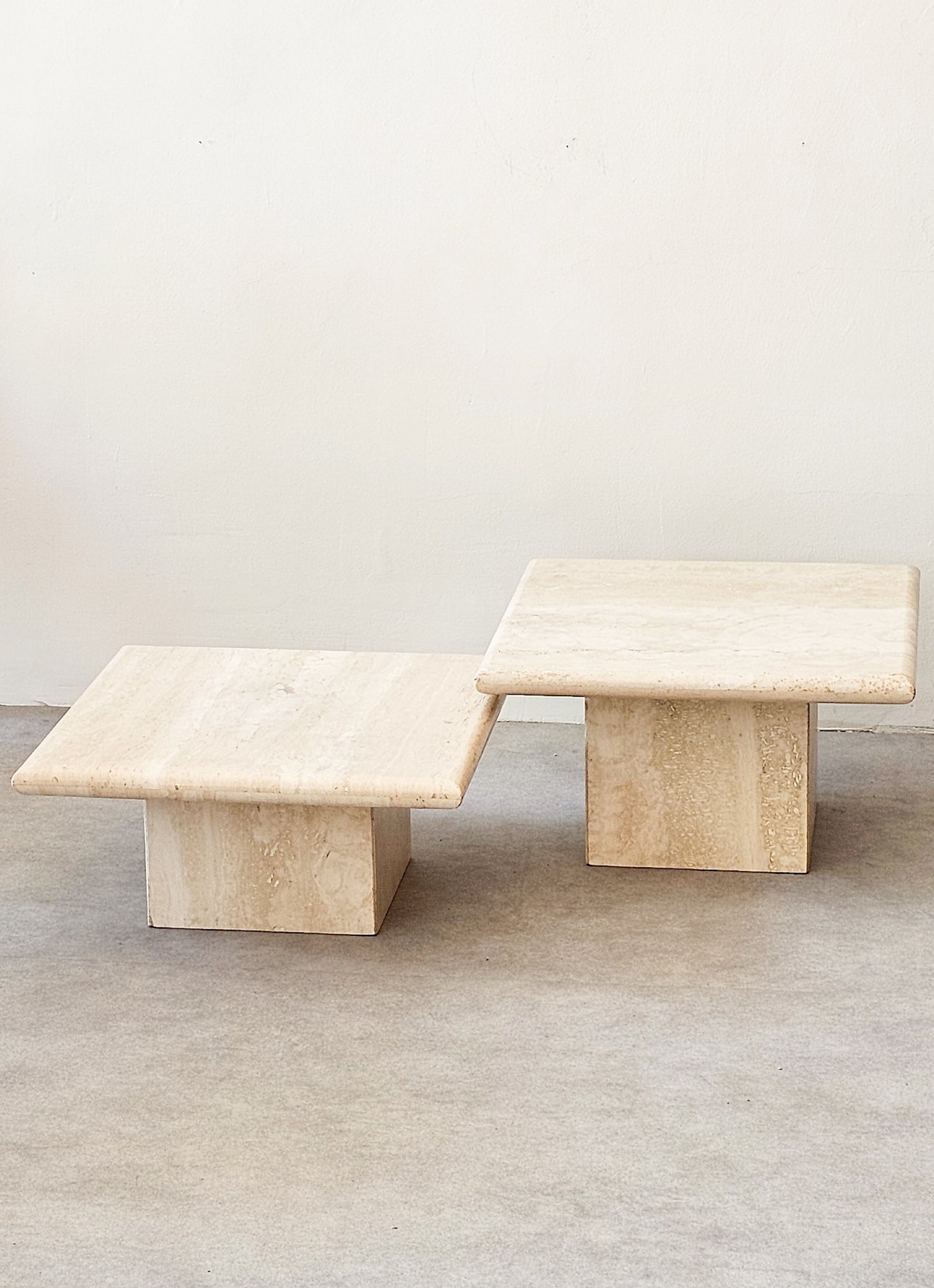 Pair of Vintage Travertine Coffee or Side Tables, Italy