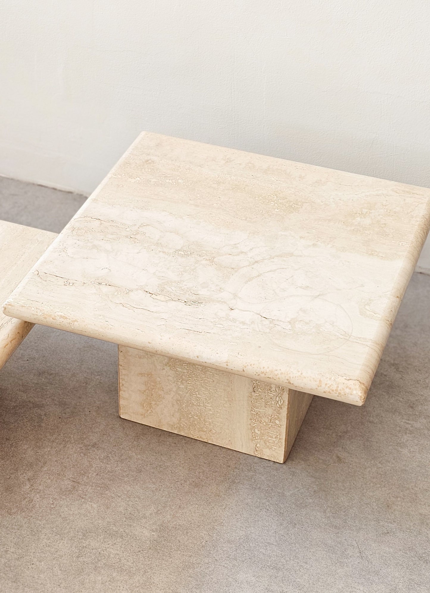 Pair of Vintage Travertine Coffee or Side Tables, Italy