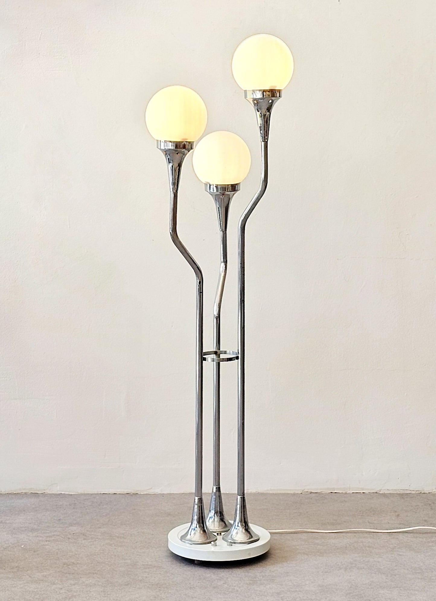 1970s Italian Chrome and Glass Floor Lamp