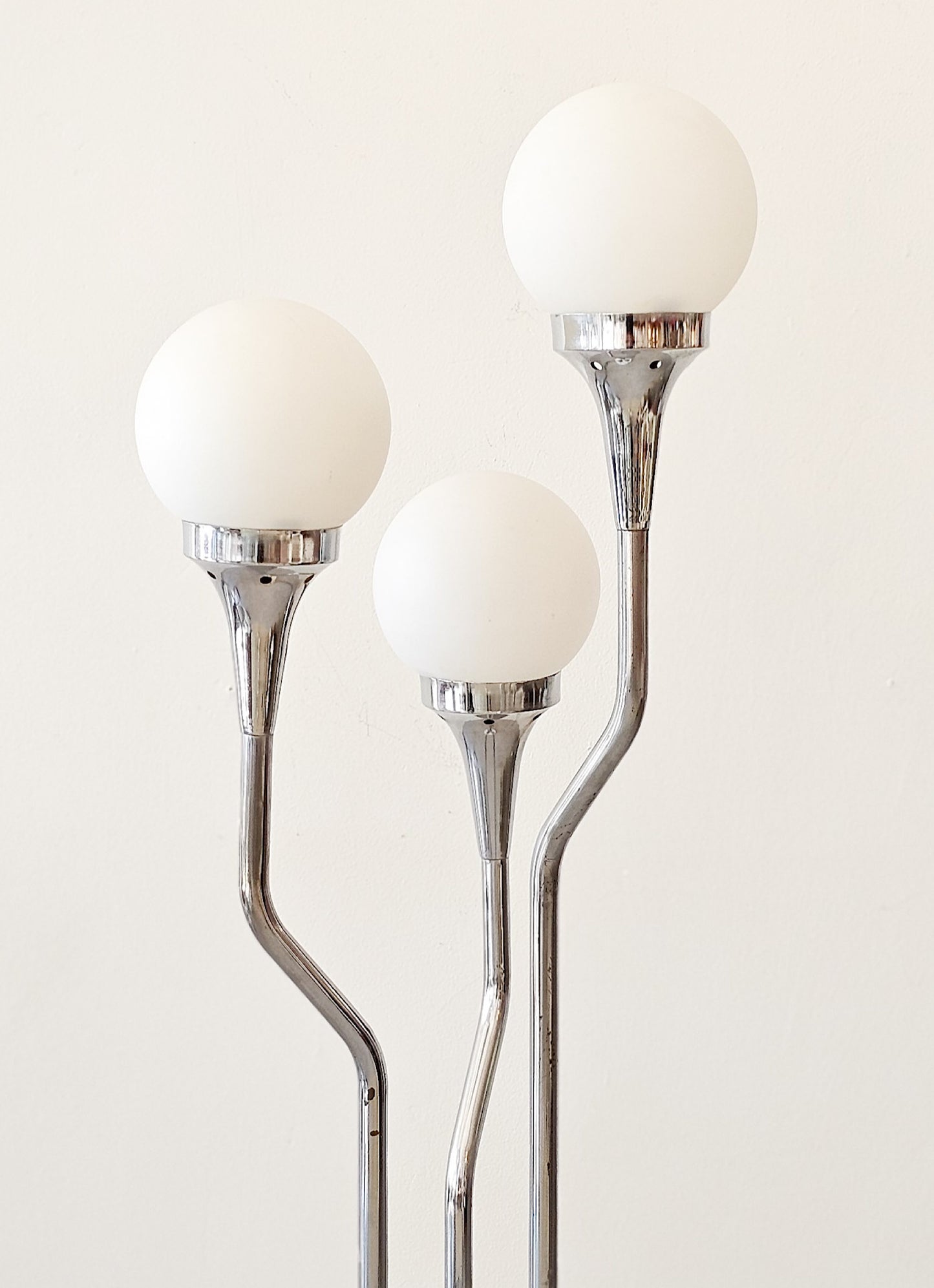 1970s Italian Chrome and Glass Floor Lamp