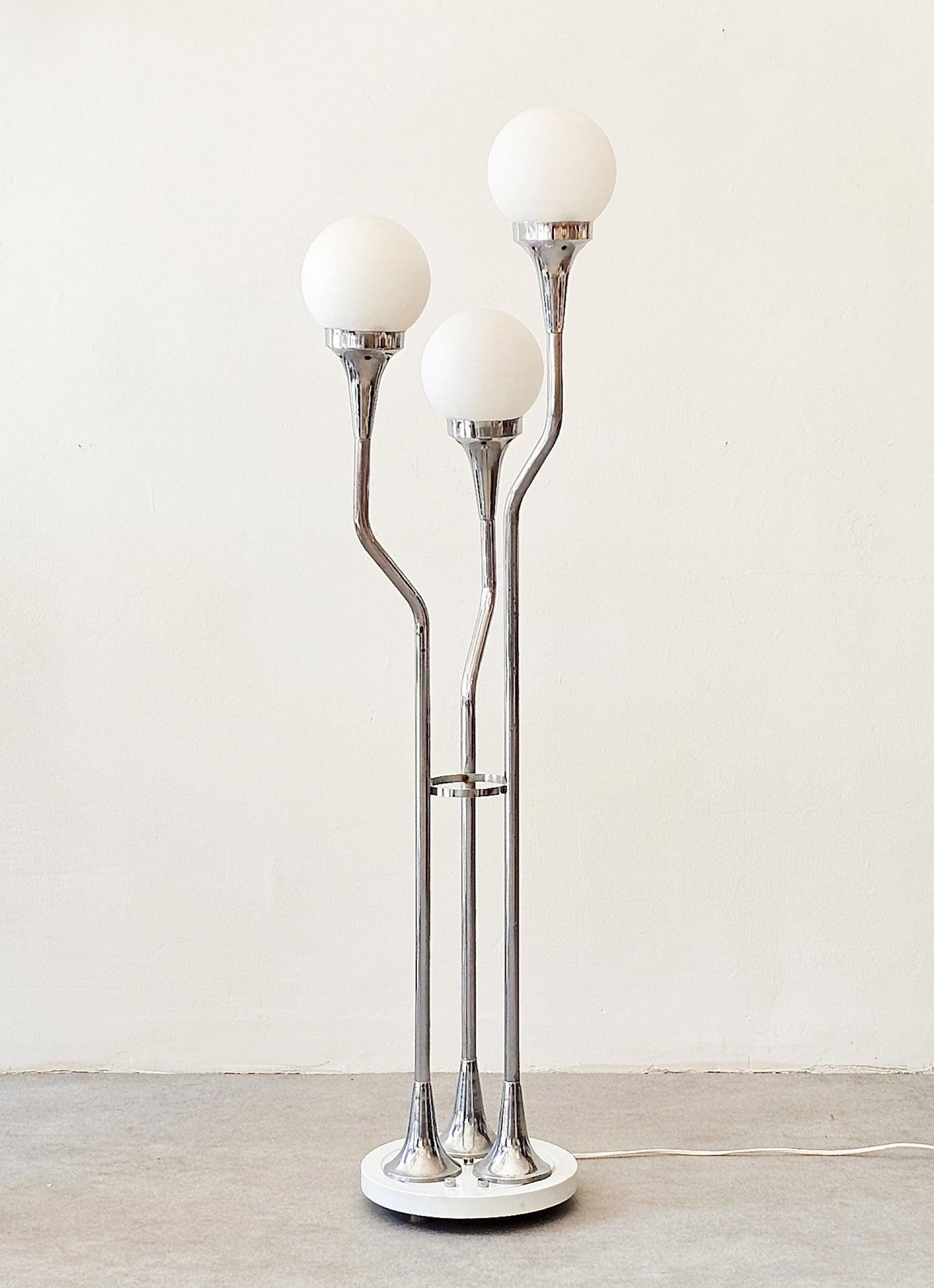 1970s Italian Chrome and Glass Floor Lamp