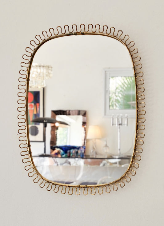 Brass Wall Mirror by Josef Frank