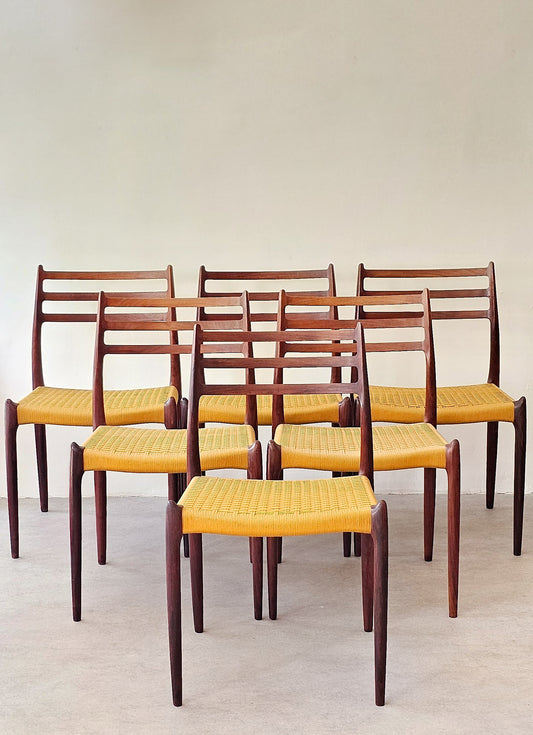 Set of 6 Model 78 Rosewood Dining Chairs by Niels Otto Møller, Denmark, 1962