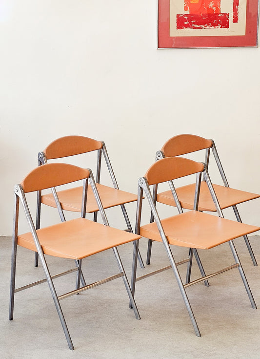Set of 4 Donald Folding Chairs by Poltrona Frau