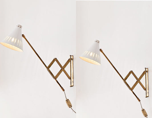 Pair of Scandinavian Modern Brass Wall Lamps by T.H. Valentiner, 1960s