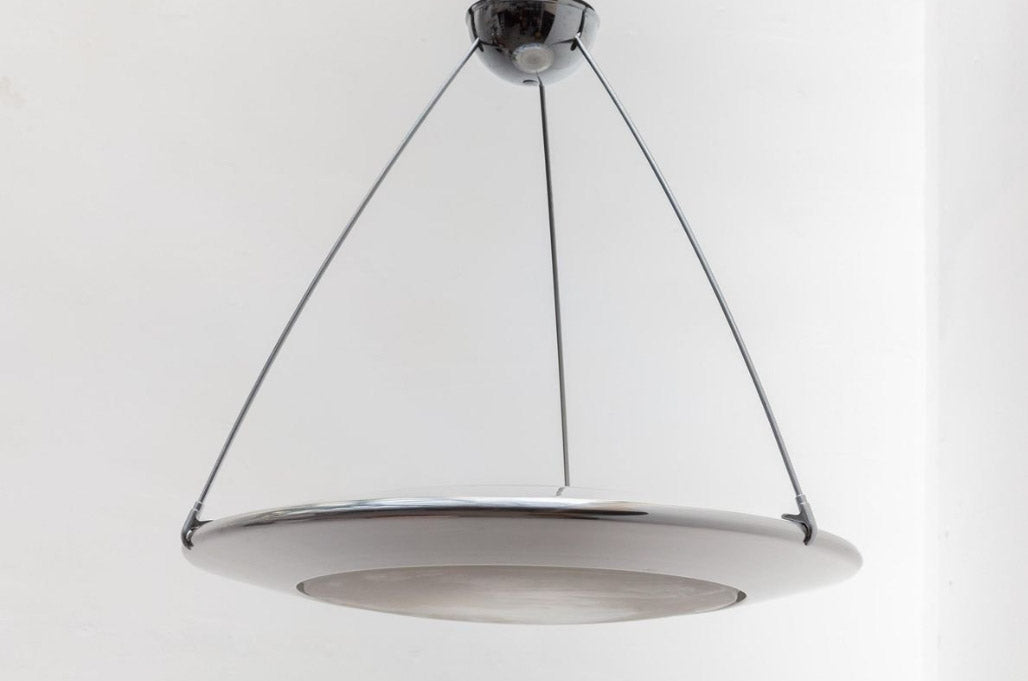 ‘Mira C’ Chrome Disk Pendant Lamp by Ezio Didone for Arteluce, Italy 1970