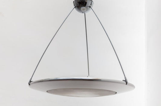 ‘Mira C’ Chrome Disk Pendant Lamp by Ezio Didone for Arteluce, Italy 1970