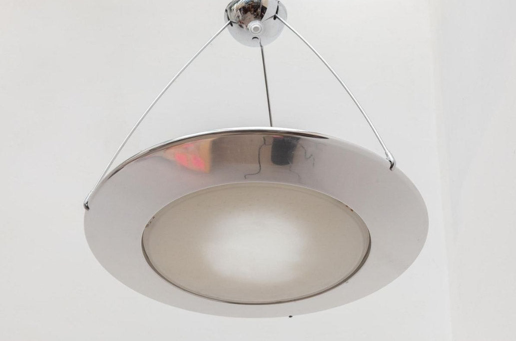 ‘Mira C’ Chrome Disk Pendant Lamp by Ezio Didone for Arteluce, Italy 1970