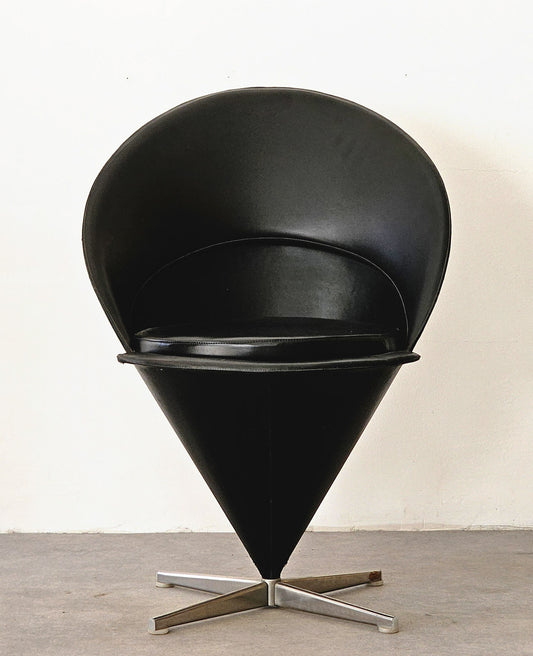 Vintage Black Cone Chair by Verner Panton, 1960s