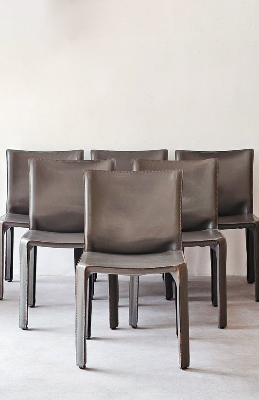 Set of 6 Cab 412 Chairs by Mario Bellini for Cassina, Italy, 1977