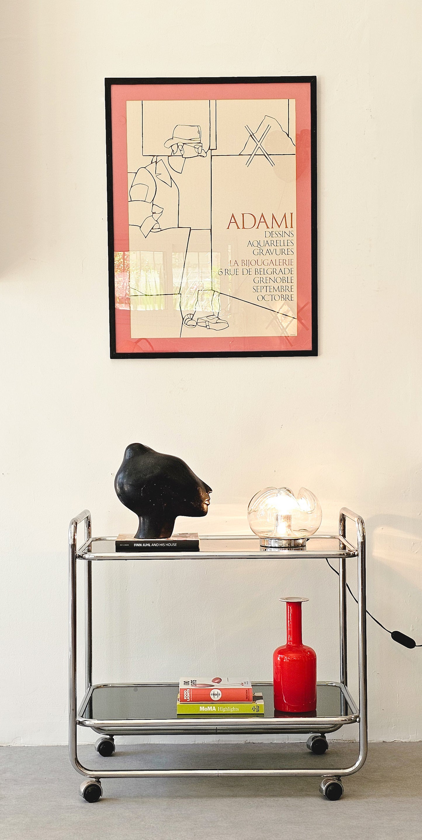 Mid-Century Modern Tubular Chrome Bar Cart