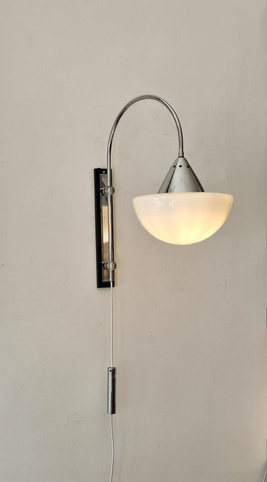 XL Chrome and Glass Swing Arm Wall Lamp