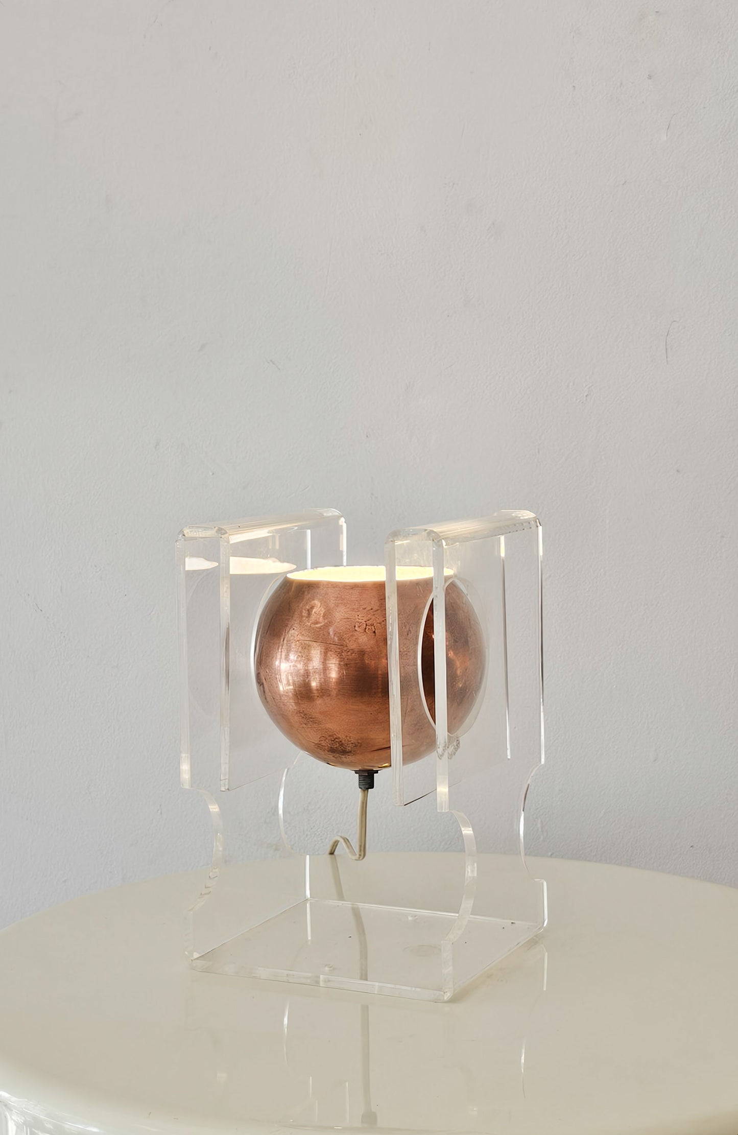 1970s Space Age Lucite and Copper Lamp
