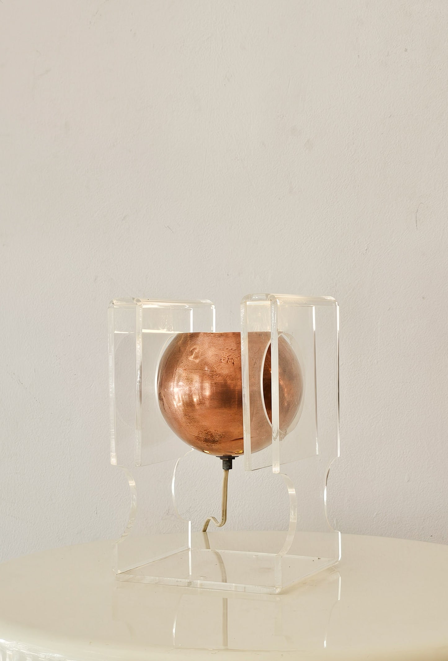 1970s Space Age Lucite and Copper Lamp