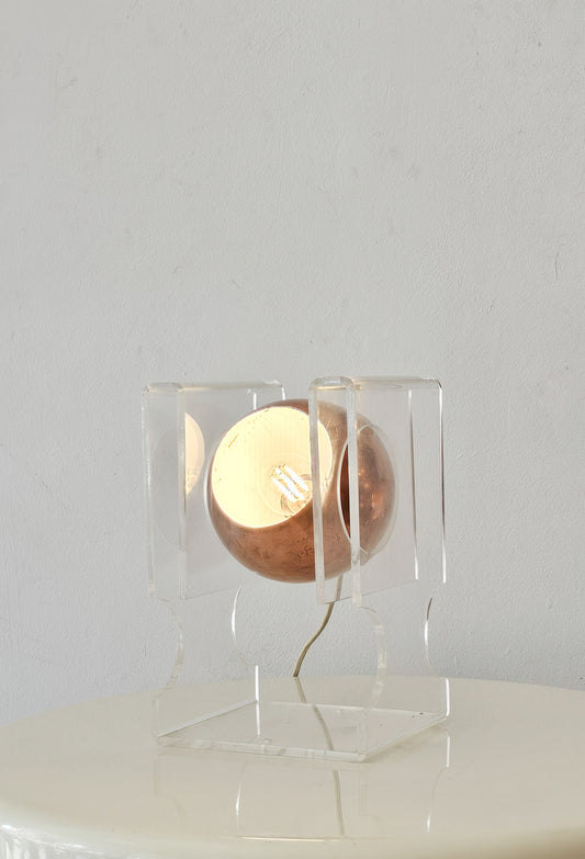 1970s Space Age Lucite and Copper Lamp