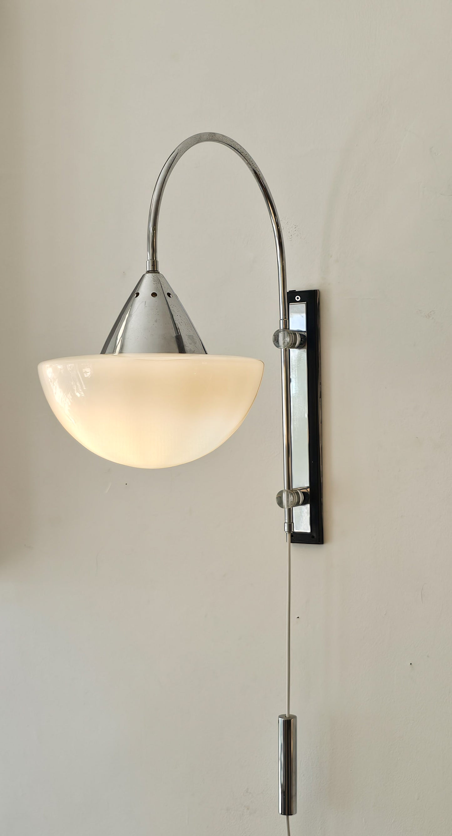 XL Chrome and Glass Swing Arm Wall Lamp