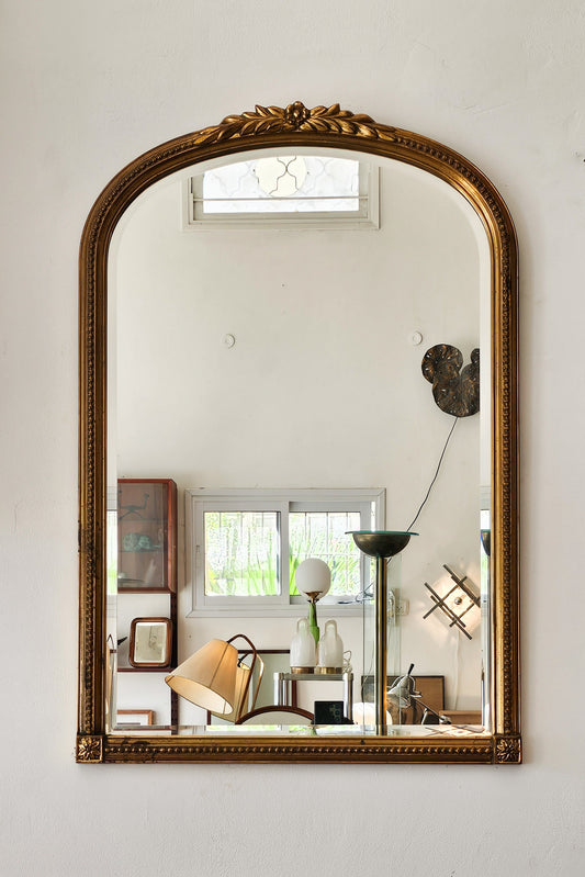 Hollywood Regency Style Gilded Arch Mirror by Deknudt, Belgium, 1970s