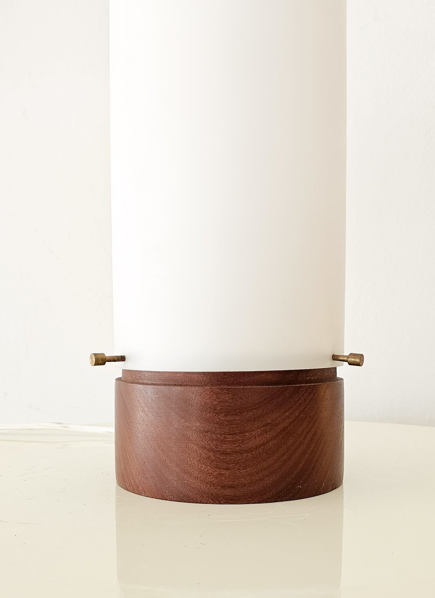 Danish Modern Teak & Plexiglass Cylinder Table Lamp, 1970s