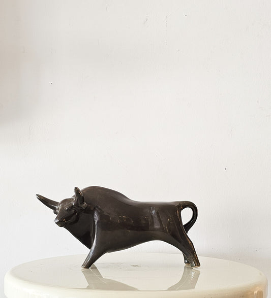 Mid-Century Modern 1960s LKSF Ceramic Bull Figurine