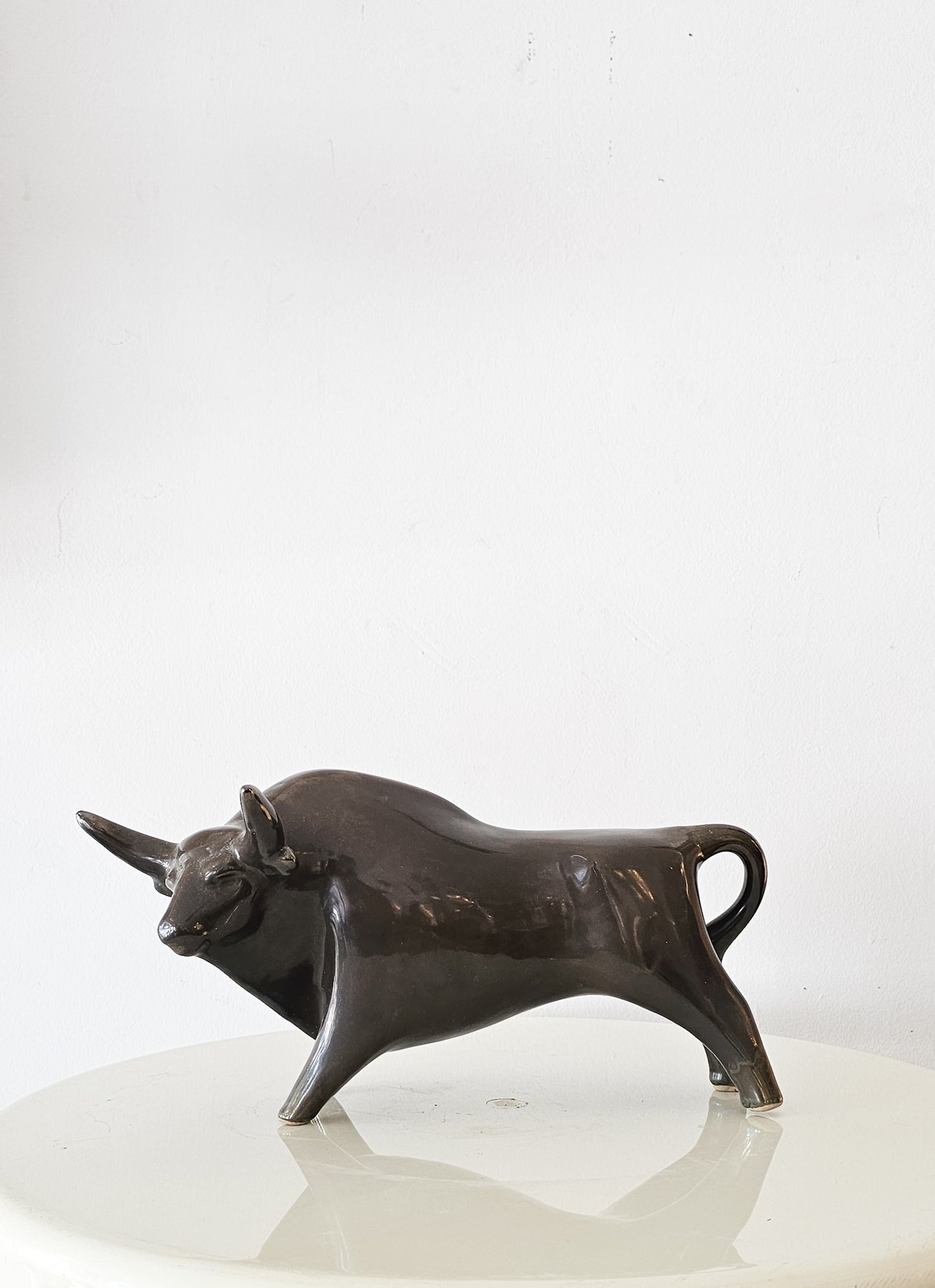 Mid-Century Modern 1960s LKSF Ceramic Bull Figurine