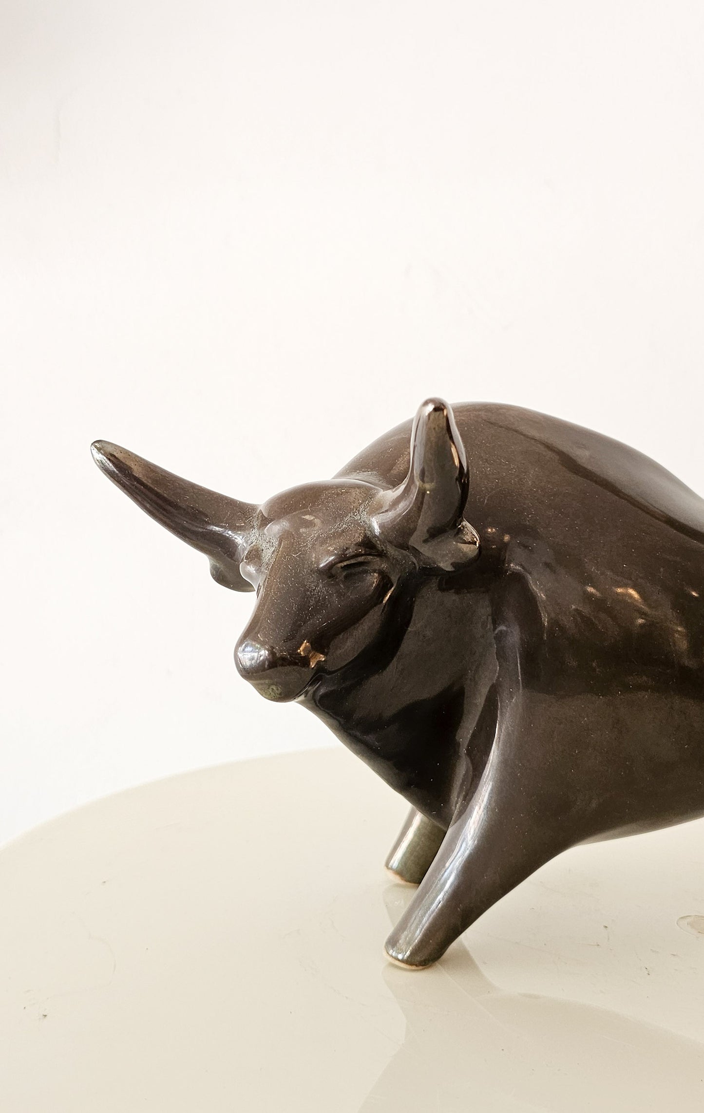 Mid-Century Modern 1960s LKSF Ceramic Bull Figurine