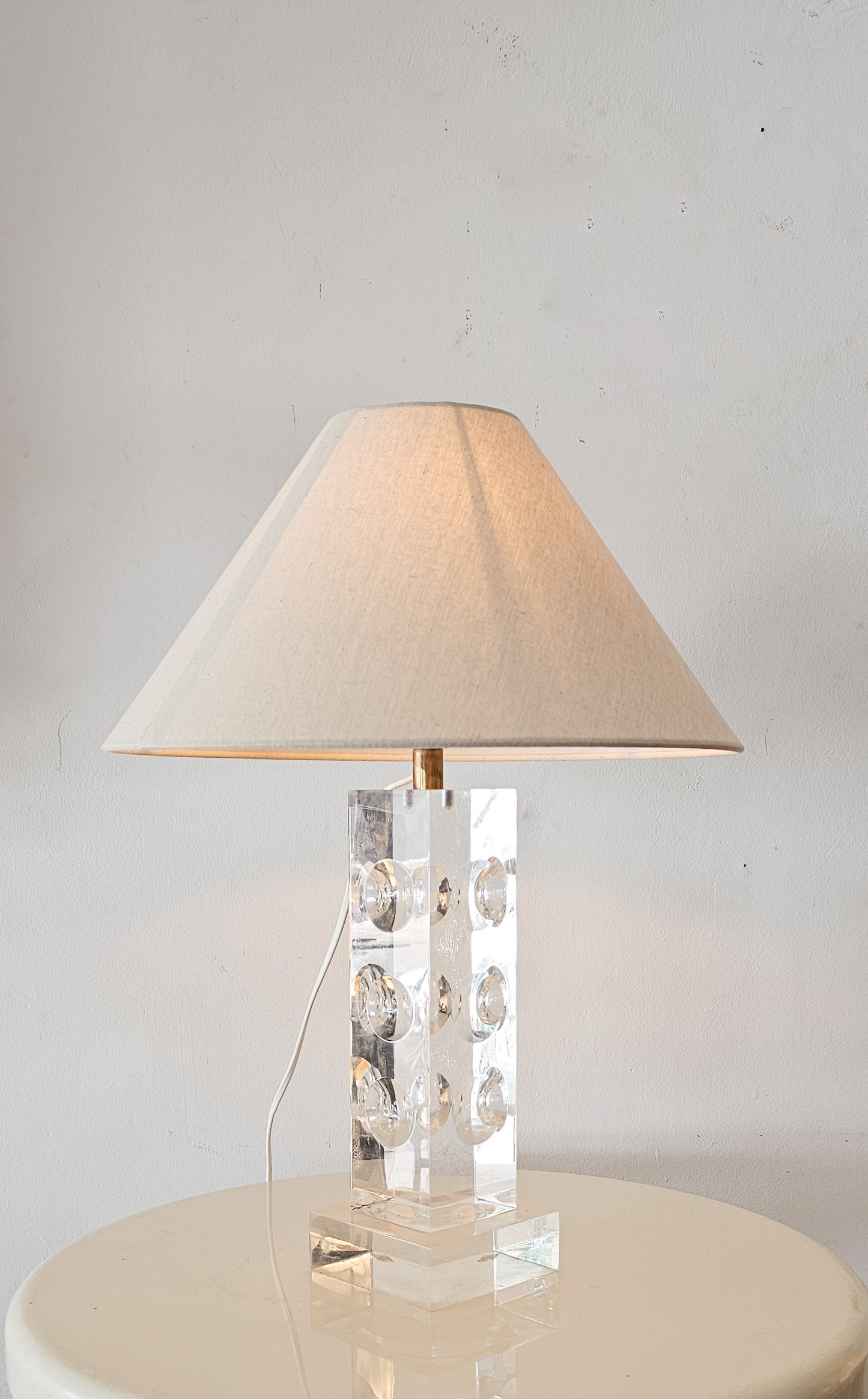 Large Studio Lucite Table Lamp with Geometric Design, USA, 1960s