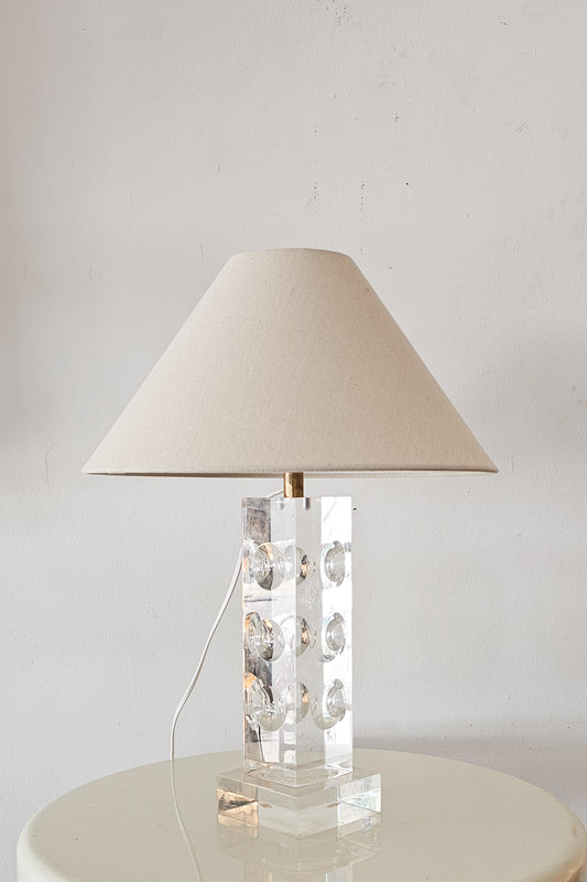 Large Studio Lucite Table Lamp with Geometric Design, USA, 1960s