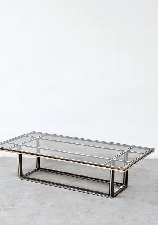 Vintage Brass & Chrome Coffee Table by Romeo Rega, 1970s