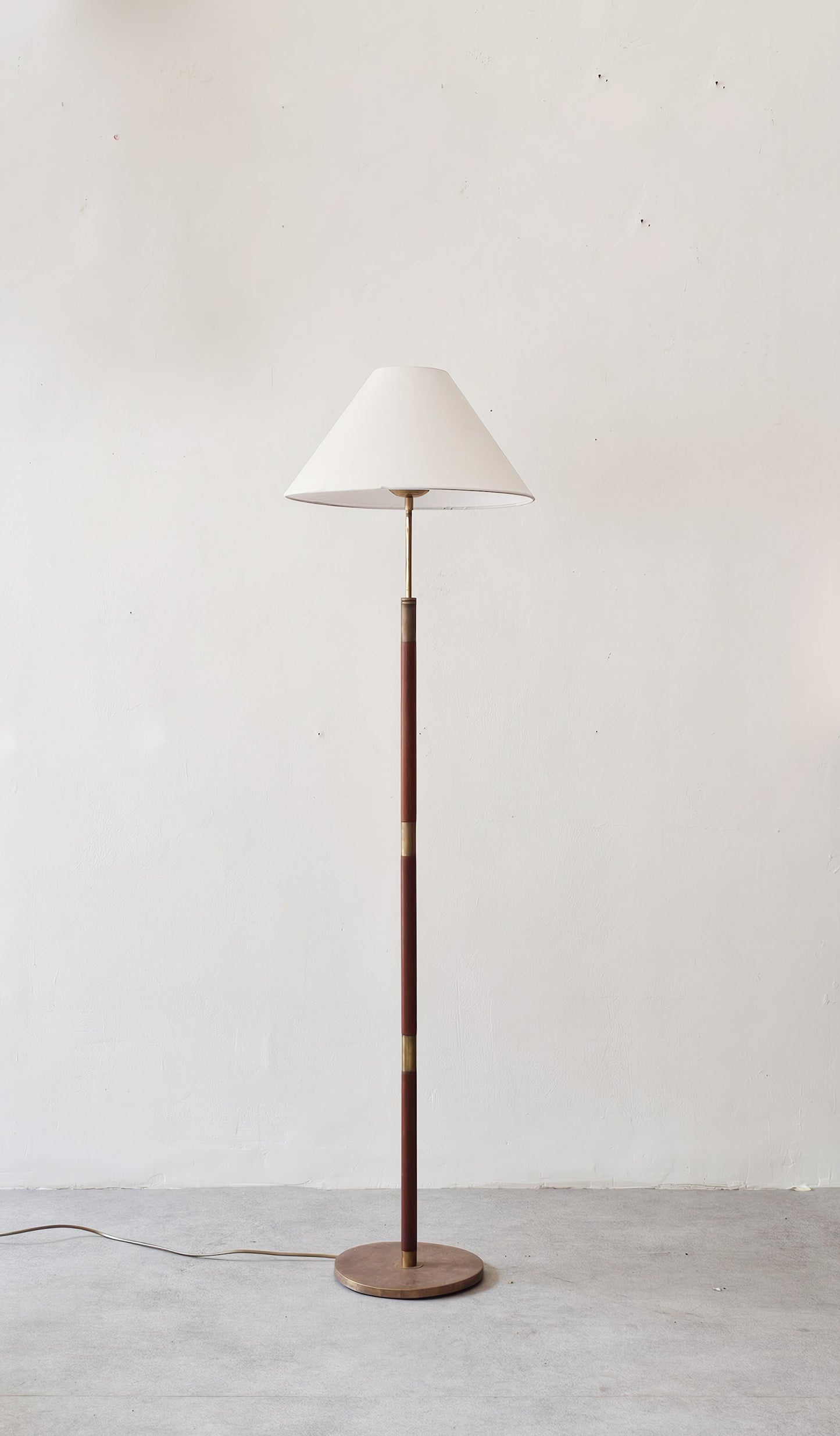 Mid-Century Danish Floor Lamp in Teak & Brass, 1960s